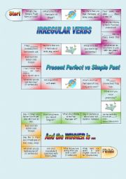 Boardgame - Irregular Verbs Present Perfect vs Simple Past