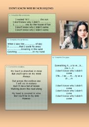 English Worksheet: Dont know why by Norah Jones