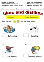 English worksheet: likes  and  dislikes