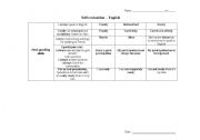 English worksheet: Self evaluation - Understanding, writing, speaking