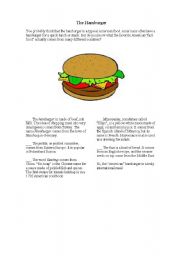 English Worksheet: The Hamburger