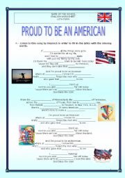 English Worksheet:  Proud to be an American - Beyonc