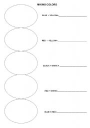 English worksheets mixing colors