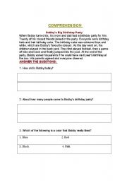 English Worksheet: reading comprehension