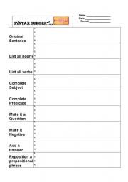 English worksheet: Syntax Surgery