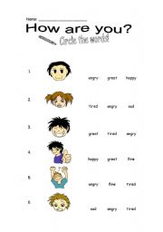 English Worksheet: How are you?