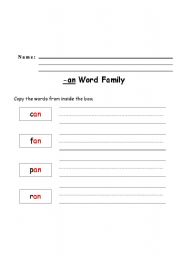 English Worksheet: an word family