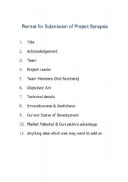 English Worksheet: synopsis