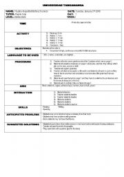 English worksheet: Lesson plan number 1