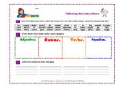 English worksheet: VOCABULARY ADJECTIVE NOUN VERBS PRONOUN