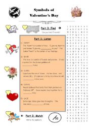 English worksheet: Symbols of Valentines Day 