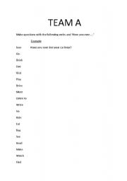 English worksheet: Present Perfect Game