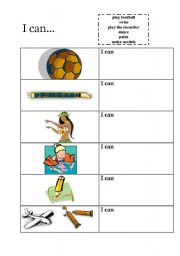 English worksheet: I can