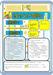 English Worksheet: IN ON AT in addresses