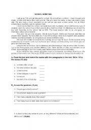 English Worksheet: A reading exercise based on present simple and present continuous tense
