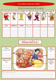 English Worksheet: Snow White and the seven dwarfs