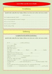 English worksheet: Snow White and the seven dwarfs