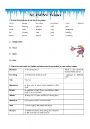 English worksheet: Winter