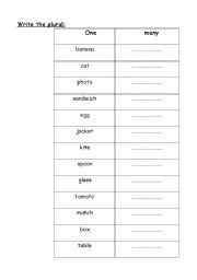 English Worksheet: plural