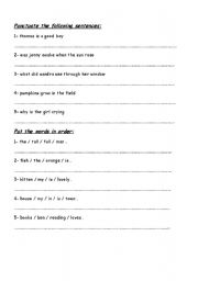English worksheet: puctuation