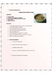 English Worksheet: Green Soup Recipe
