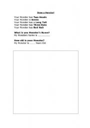 English Worksheet: Draw the Monster