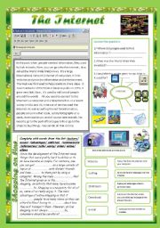 English Worksheet: The internet( Activities for 9th form )