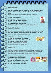 English Worksheet: SIMPLE READING COMPREHENSION