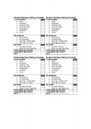 English worksheet: Student Narrative Writing Editing Checklist