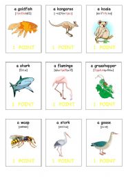 English Worksheet: oral assessment cards- animals2