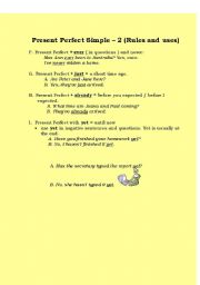 English worksheet: Present Perfect Simple - 2 (Rules and uses)