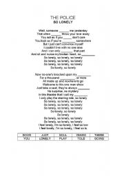 English worksheet: SONG