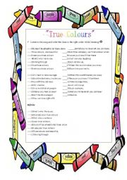 English Worksheet: True Colours by Phil Collins Part 1 asnwer key