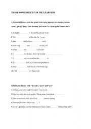 Present Perfect and Present Perfect Continous Worksheet