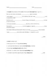 English Worksheet: Verb patterns