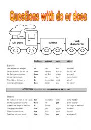 English Worksheet: Questions with do or does