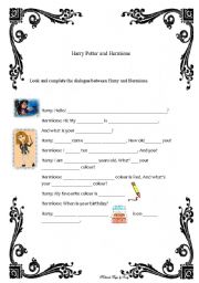 English Worksheet: Harry Potter dialogue