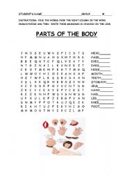 English Worksheet: PARTS OF THE BODY