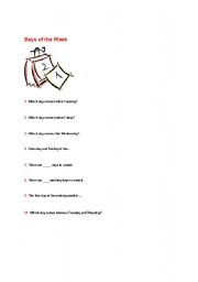 English Worksheet: Days of the week 