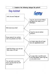 English worksheet: Shopping Dialogues