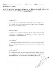 English Worksheet: Present Simple Vs. Present Continuous Tense