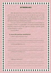 English Worksheet: My friends and I test