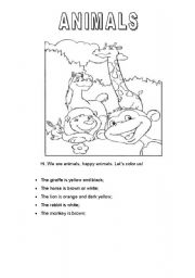 English worksheet: Animals