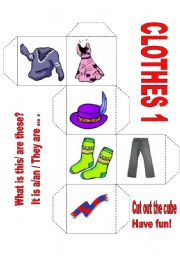 English Worksheet: CLOTHES CUBE 1 -2