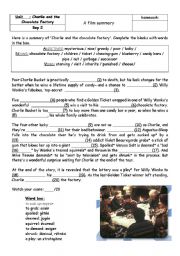 Charlie and the chocolate factory - summary - worksheet