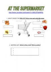 English Worksheet: at the supermarket video