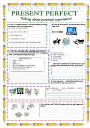 English Worksheet: present perfect: talking about personal experiences