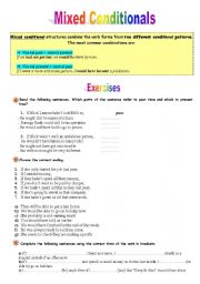 English Worksheet: Mixed conditionals