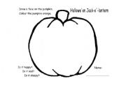 English Worksheet: Draw a face on the Halloween Jack-o-lantern