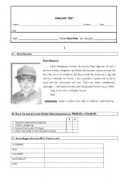 English Worksheet: 5th grade ENGLISH TEST